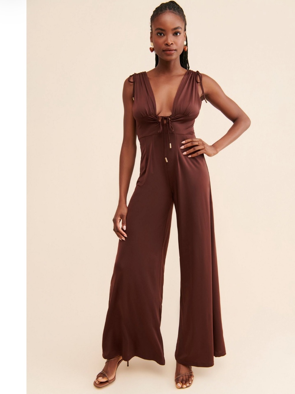 RARE LONDON RUCHED WIDE LEG JUMPSUIT (Never Worn)